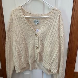 American Eagle Outfitters NWT SZ XXL CRÈME BUTTON DOWN SWEATER